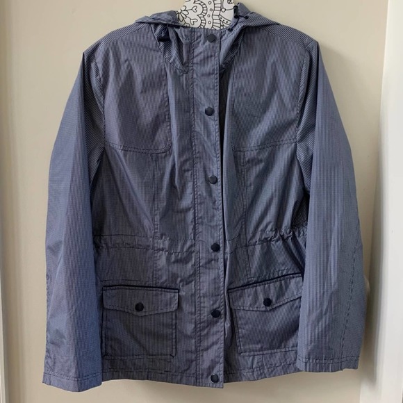 breckenridge Jackets & Blazers - Breckenridge Blue Gingham Print Lined Rain Coat Medium Jacket